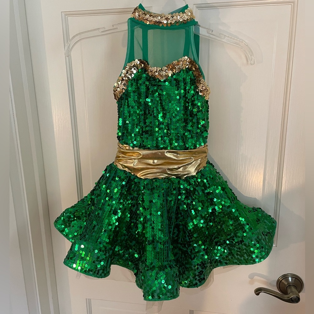 Weissman Green and Gold Dance Costume